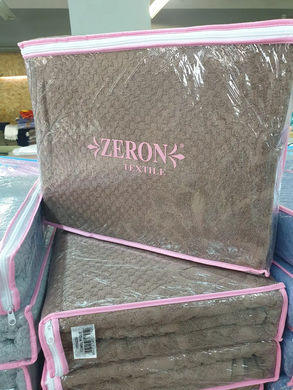 Махровая хлопковая жаккардовая простынь Zeron 150х220 Полуторный Коричневый 1008201 фото