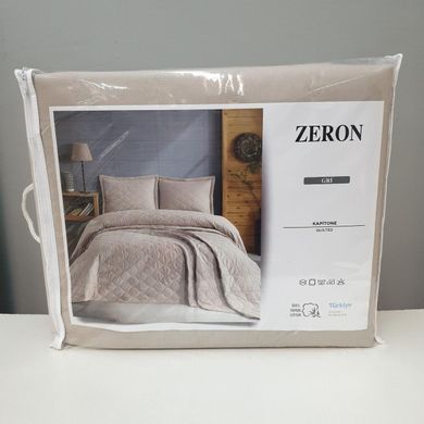 Покривало стьобане бавовняне з наволочками Zeron 240x260&nbsp;ZIKZAK GRI Кремовий 1006578 фото