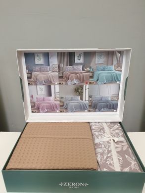 Постільна білизна Zeron з вафельним покривалом Піке Євро 230x260 Коричневий Бавовна 100% 1008225 фото