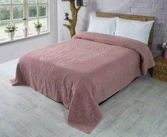 Махрове бавовняне жаккардове простирадло Zeron AWDAR 150х220 Полуторний Rose Пудрова троянда  1007713 фото