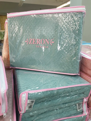 Махрове бавовняне жаккардове простирадло Zeron 150х220 Полуторний Бірюзовий 1008197 фото